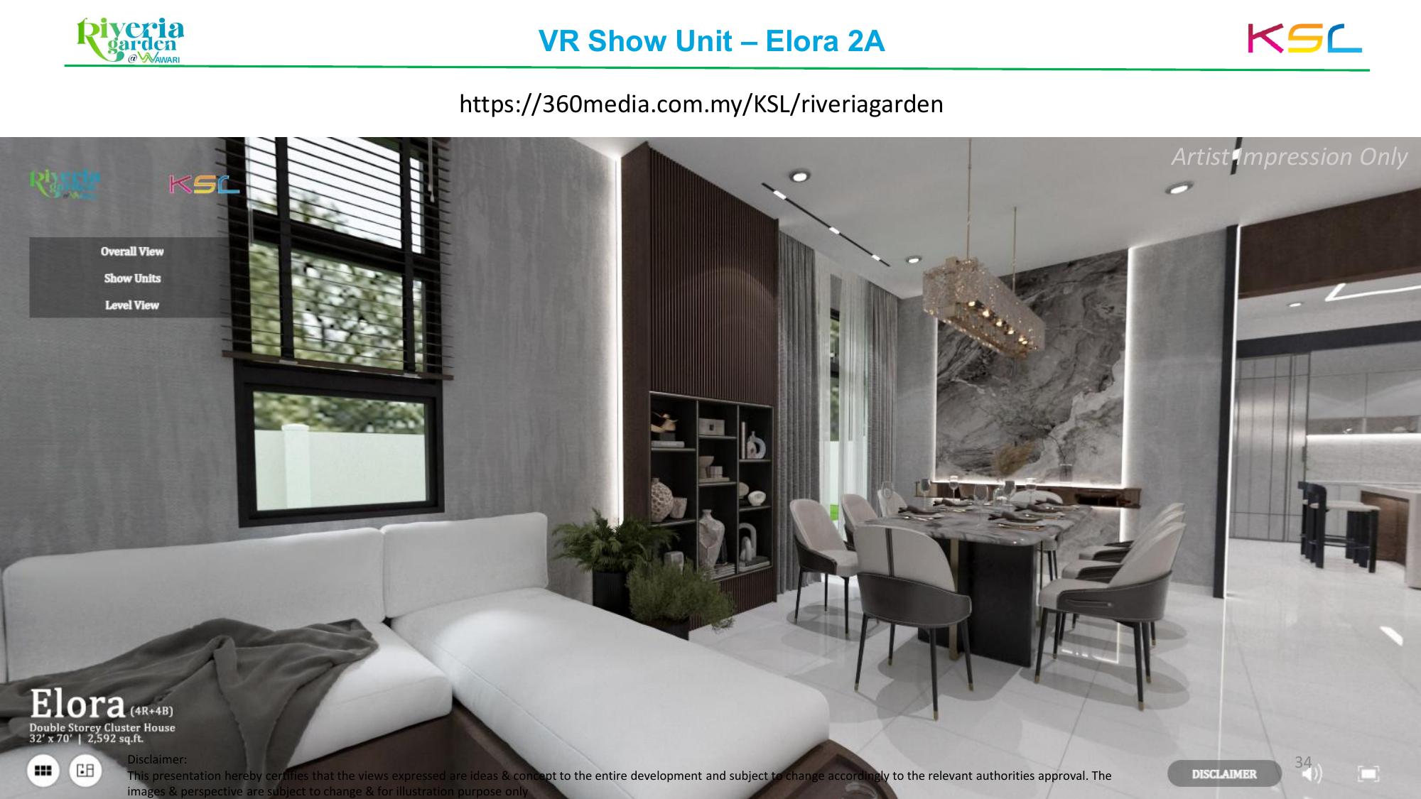 Elora show unit living and dining area